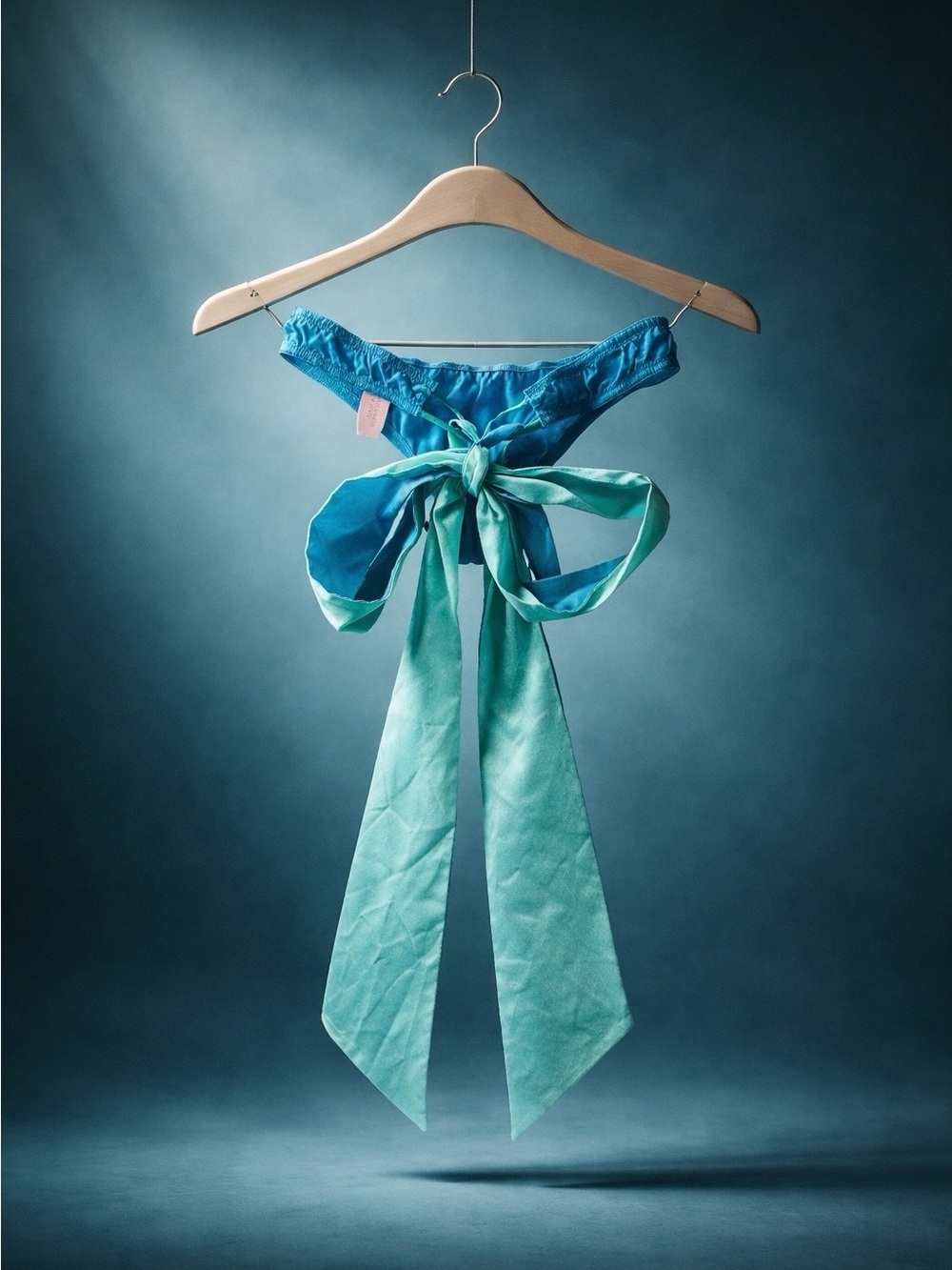 Victoria's Secret Teal & Aqua Satin Bow-Back Panty Thong